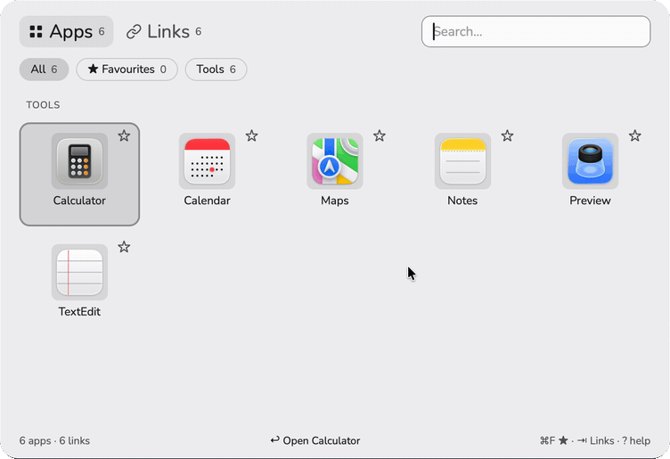 hopto demo: the apps grid, a search, the links tab and the editor